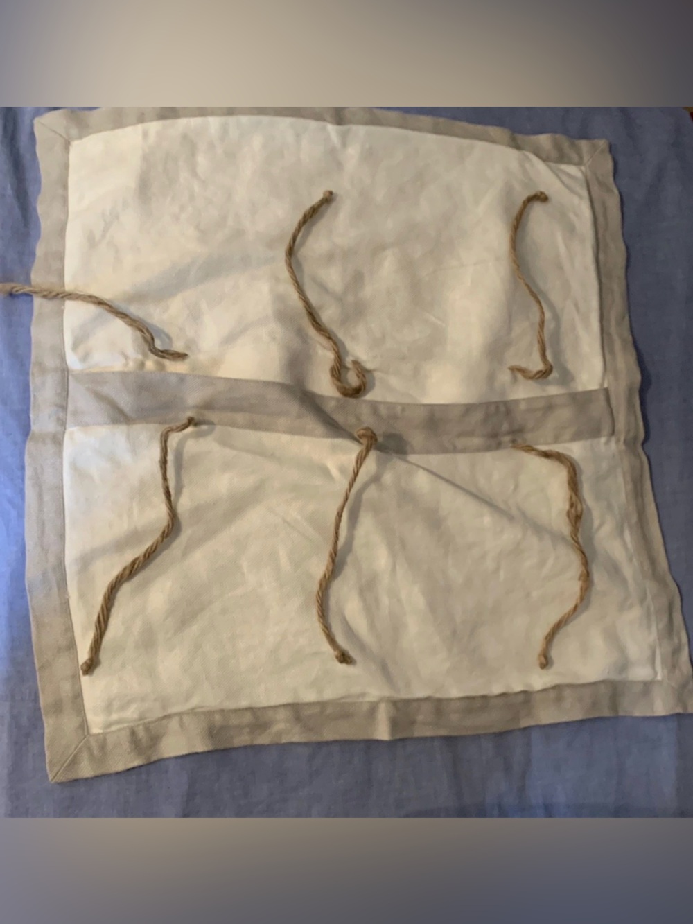 Pottery Barn Natural Linen Euro Pillowcase with Jute Tie Closure